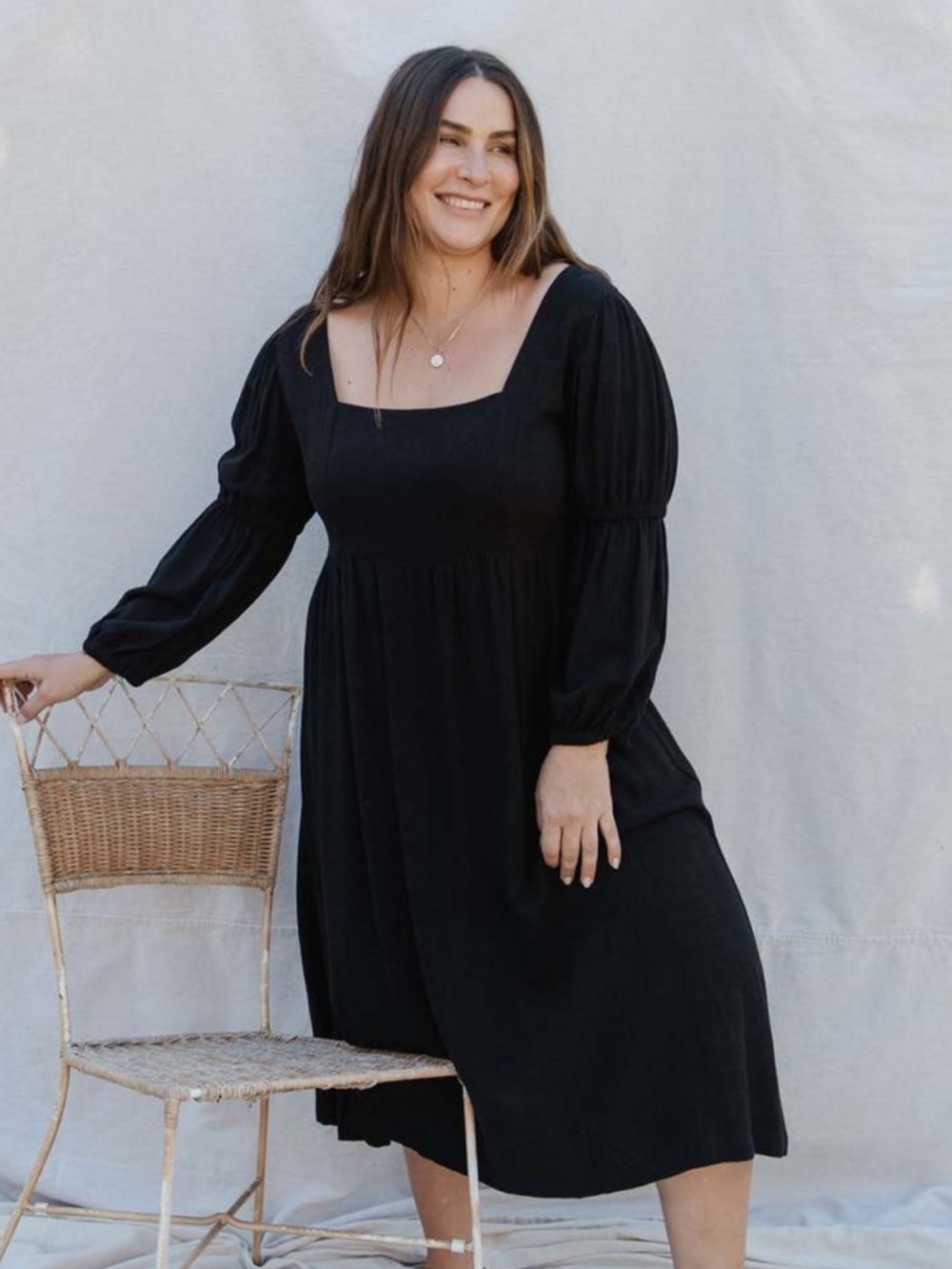 Rachel Pally White Label Linen Doreen Dress 2x Black